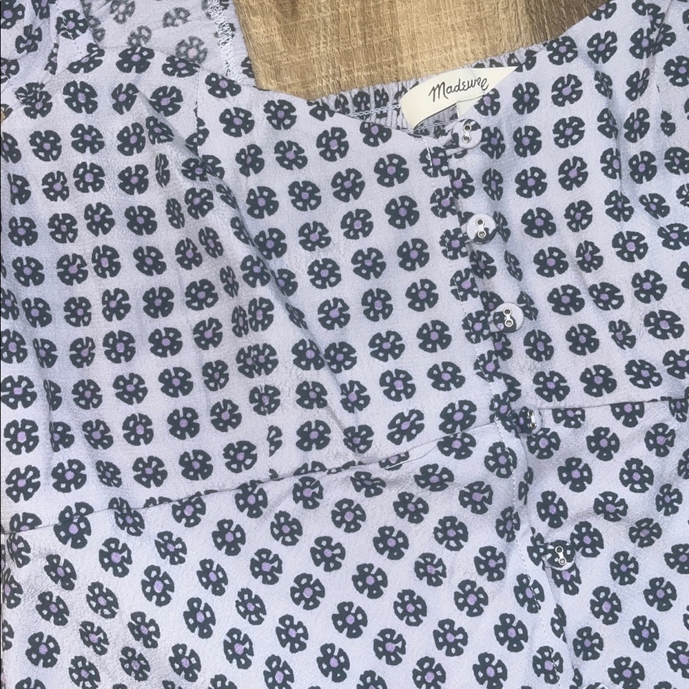 [JUST IN] NWT MADEWELL Patterned Button Down Mini Dress Soft Blue Sz 6 - Picture 8 of 12